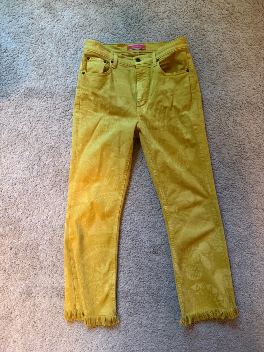 La DoubleJ Yellow Women's Fringe-Hem Jeans - size 26